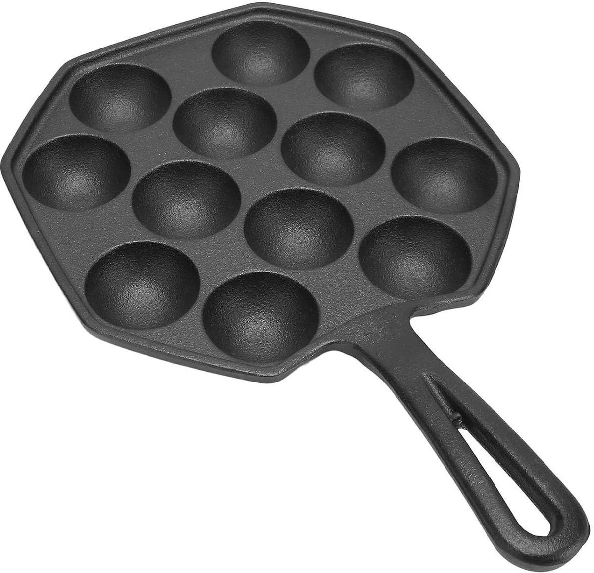Pan met 12 Gaten - Koekenpan Keuken - Ontbijt Maken - Gelijkmatige Verwarming - 18 cm Diameter - Zwart