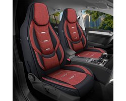 Premium Camper stoelhoezen voor Carado T 135 H2 in Zwart/Wijnrood (2 losse stoelen)