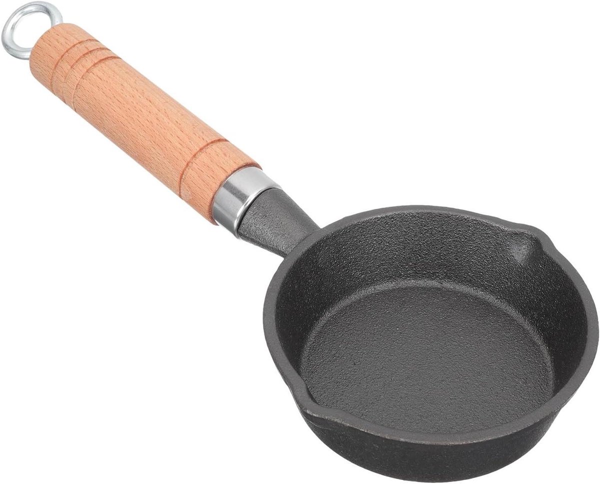Gietijzeren Koekenpan - Omeletpan Mini - Ontbijt Bakken - Antiaanbaklaag - 439 Gram - Zwart