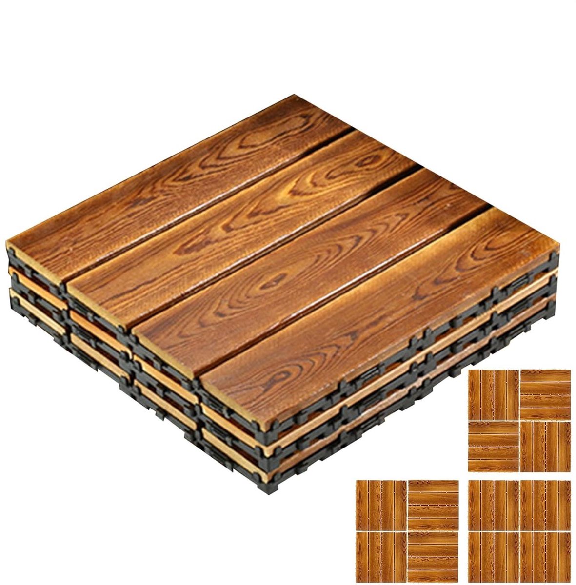 Houten Brugtegels - Garagevloerplanken Antislip - Buitenruimte Vernieuwen - Versterkt PVC - 30 x 30 cm - Niet gespecificeerd