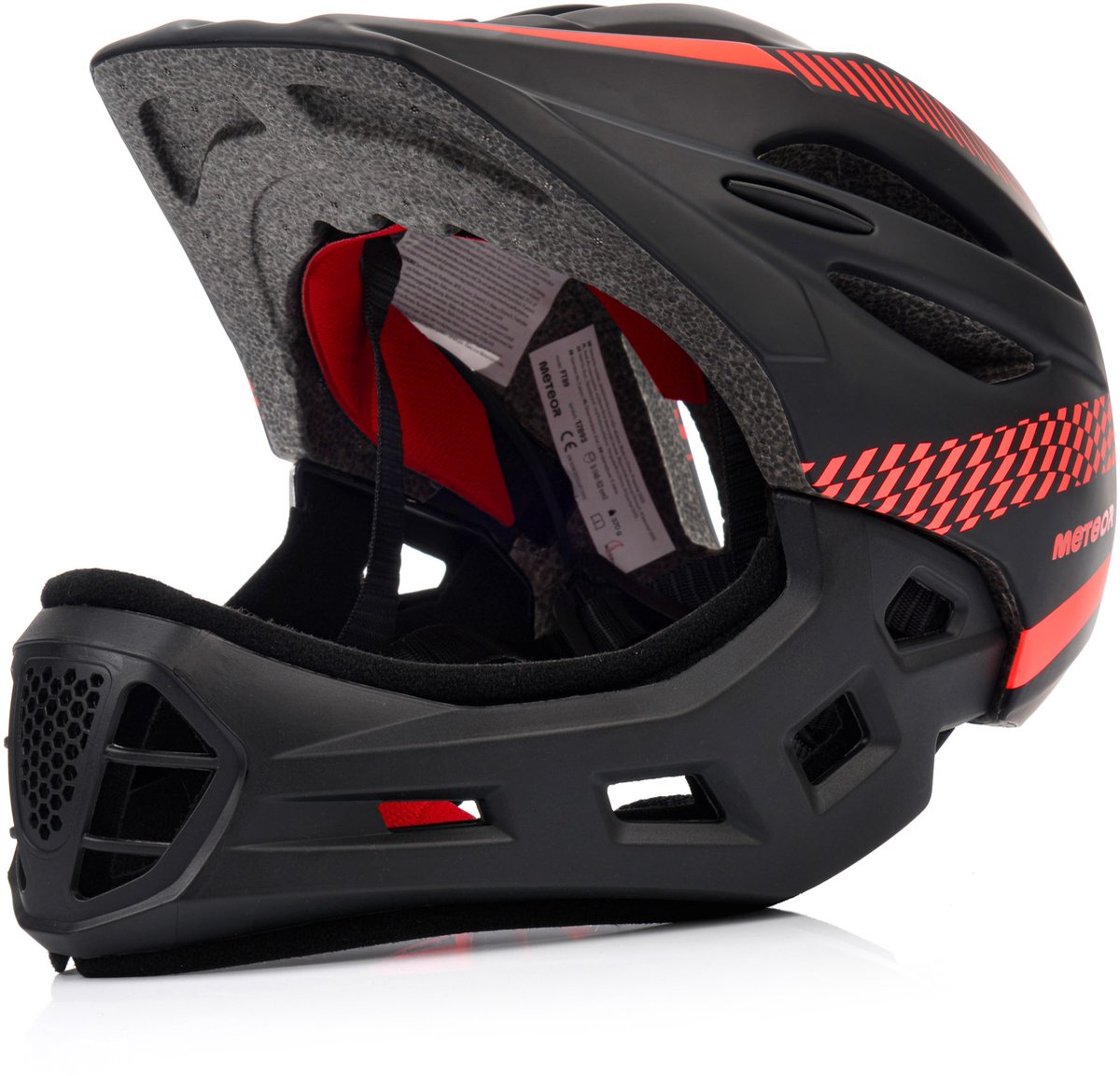 Meteor Lupus S - Fietshelm - Full-face, 48-52 cm, zwart/rood