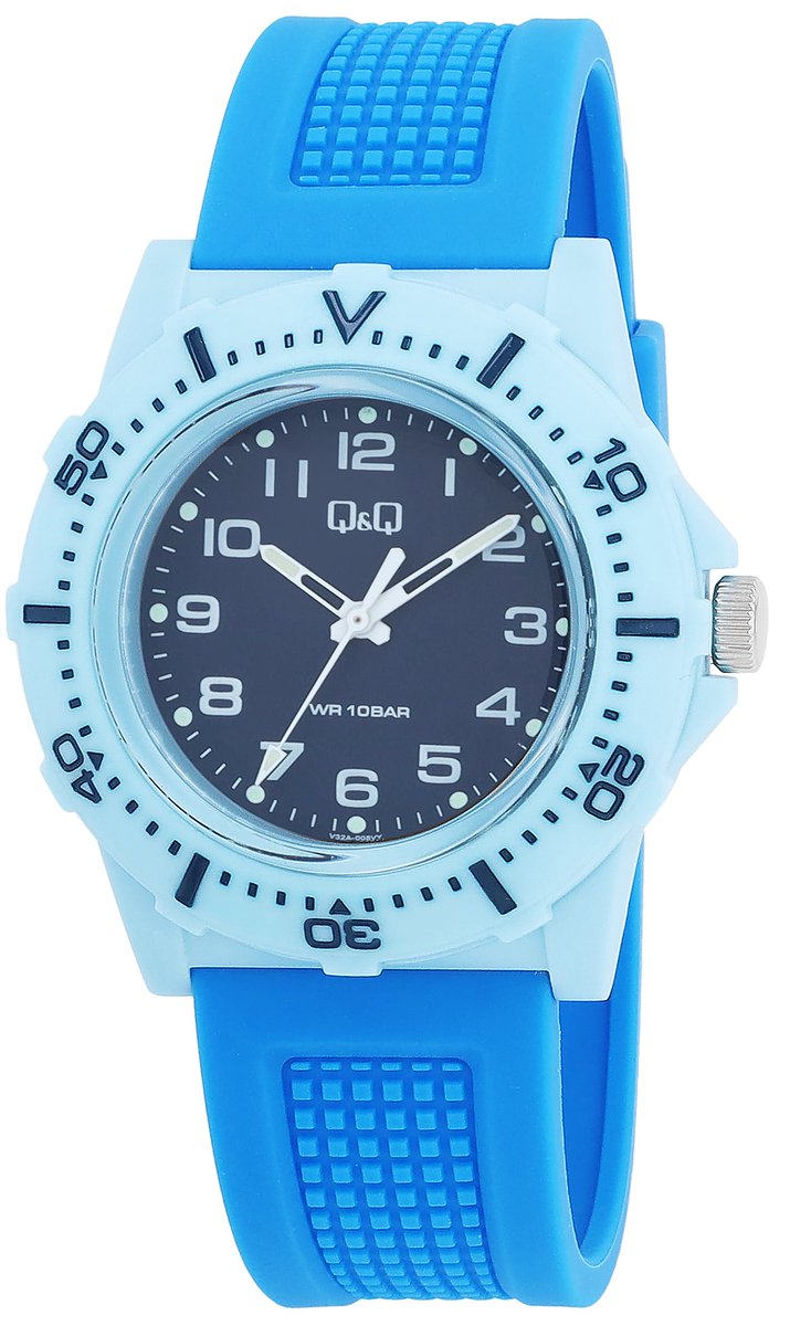 Q&Q herenhorloge Silikon zilverkleurig, 10 ATM