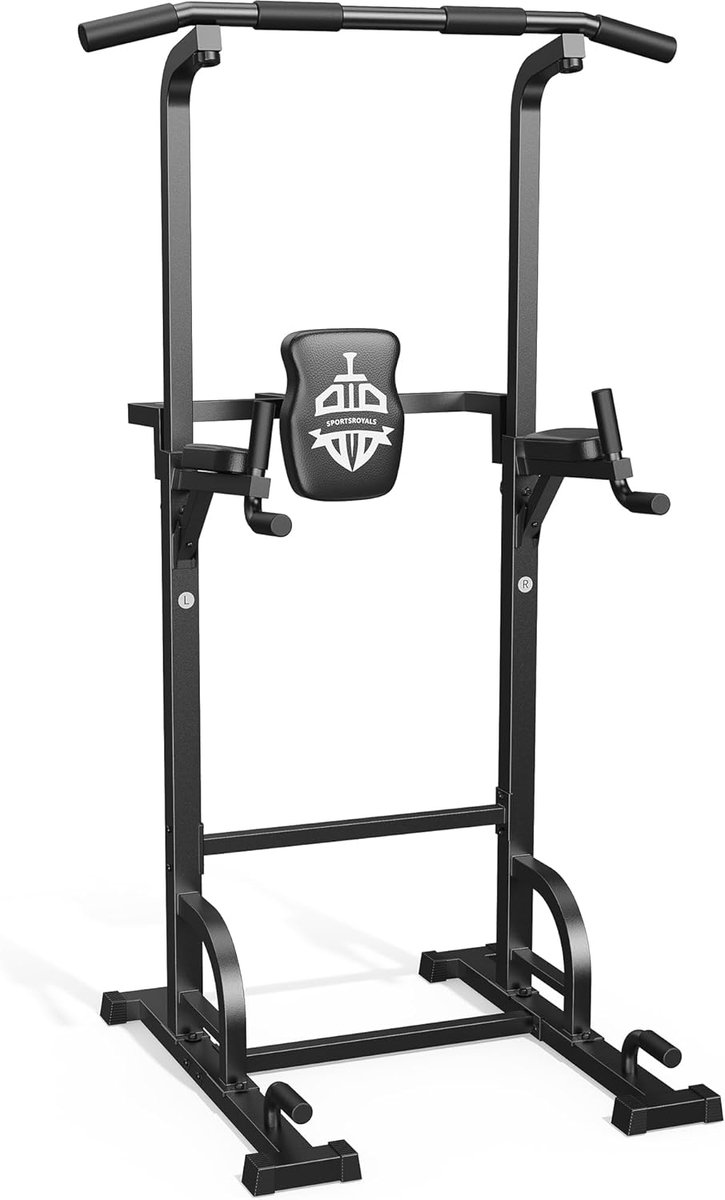 SnelShoppen - Power Tower Dip Station - 6 Hoogte-instellingen - Pull-up Stang voor Thuis Gym - Krachttraining Apparatuur tot 204kg - Zwart