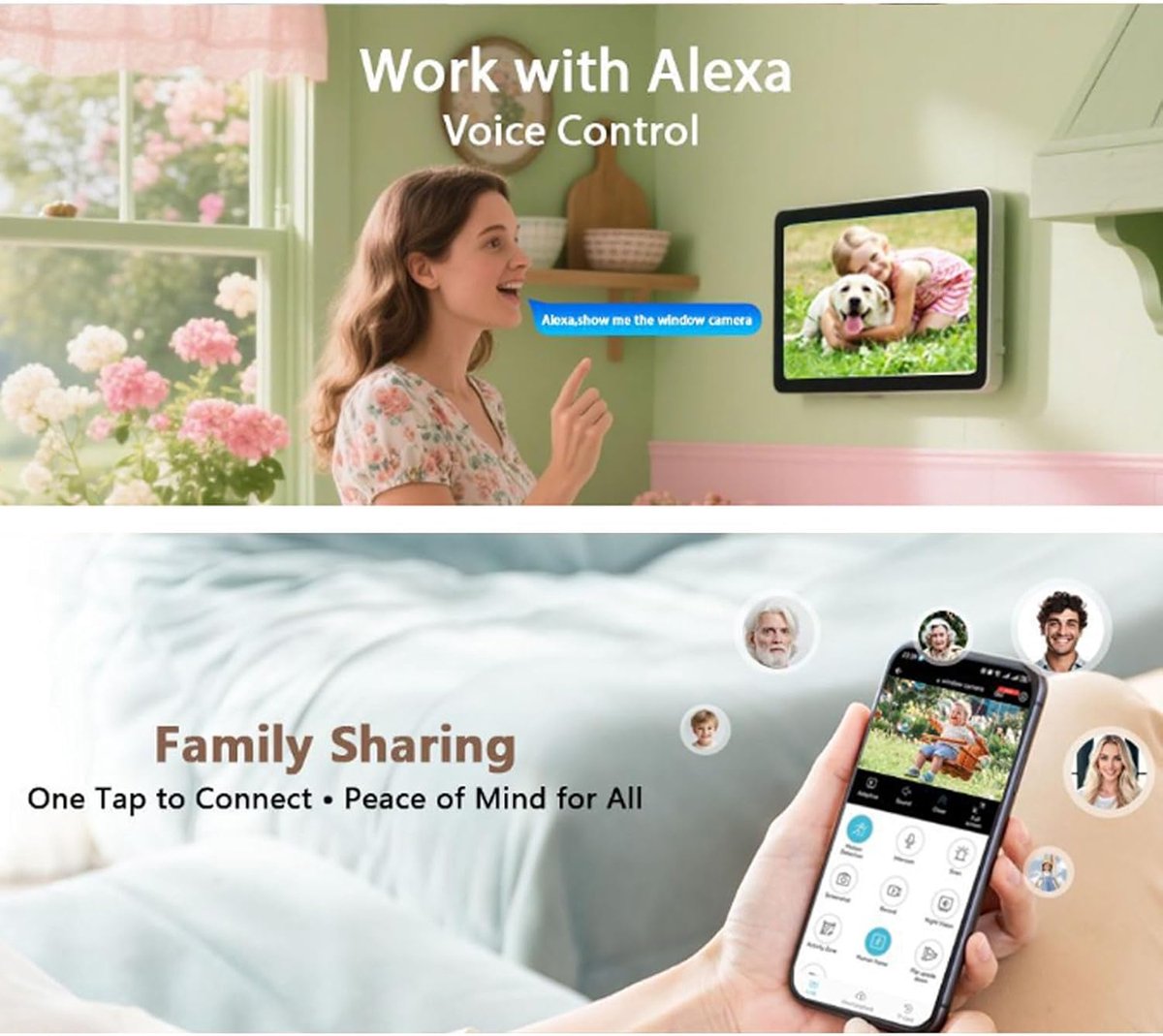 SnelShoppen - Topiky 2K Raamcamera met 5G en 2,4GHz WiFi, Nachtzicht in Kleur, Bewegingsdetectie, 2-weg Audio, App-bediening voor Binnen