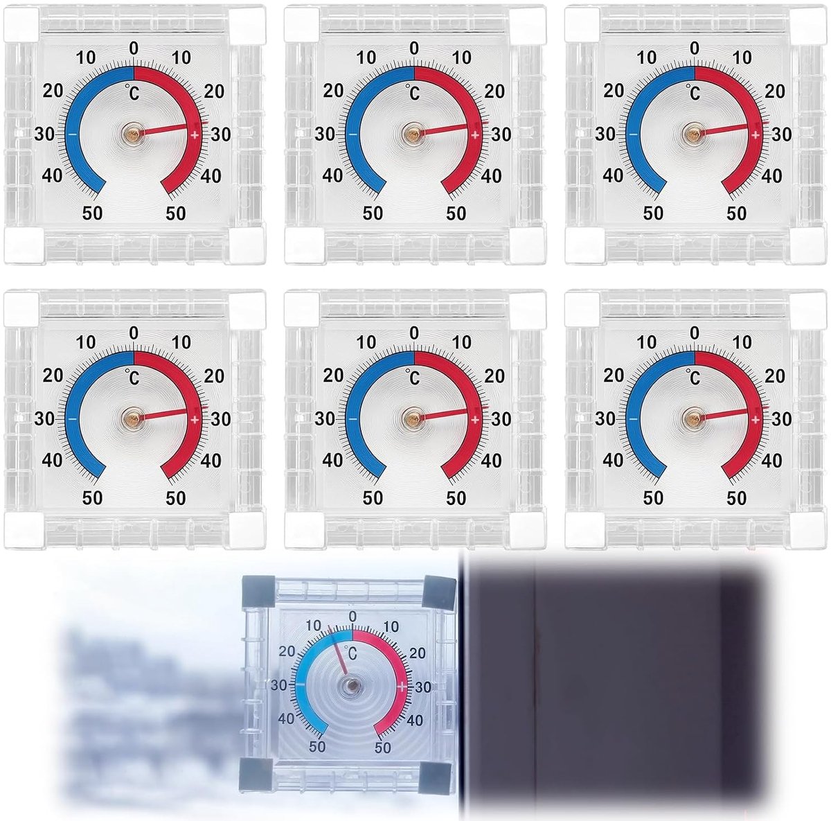 Buitenthermometers 4 stuks - Weerbestendig - Zelfklevend - Voor thuis en school - ShopVlot