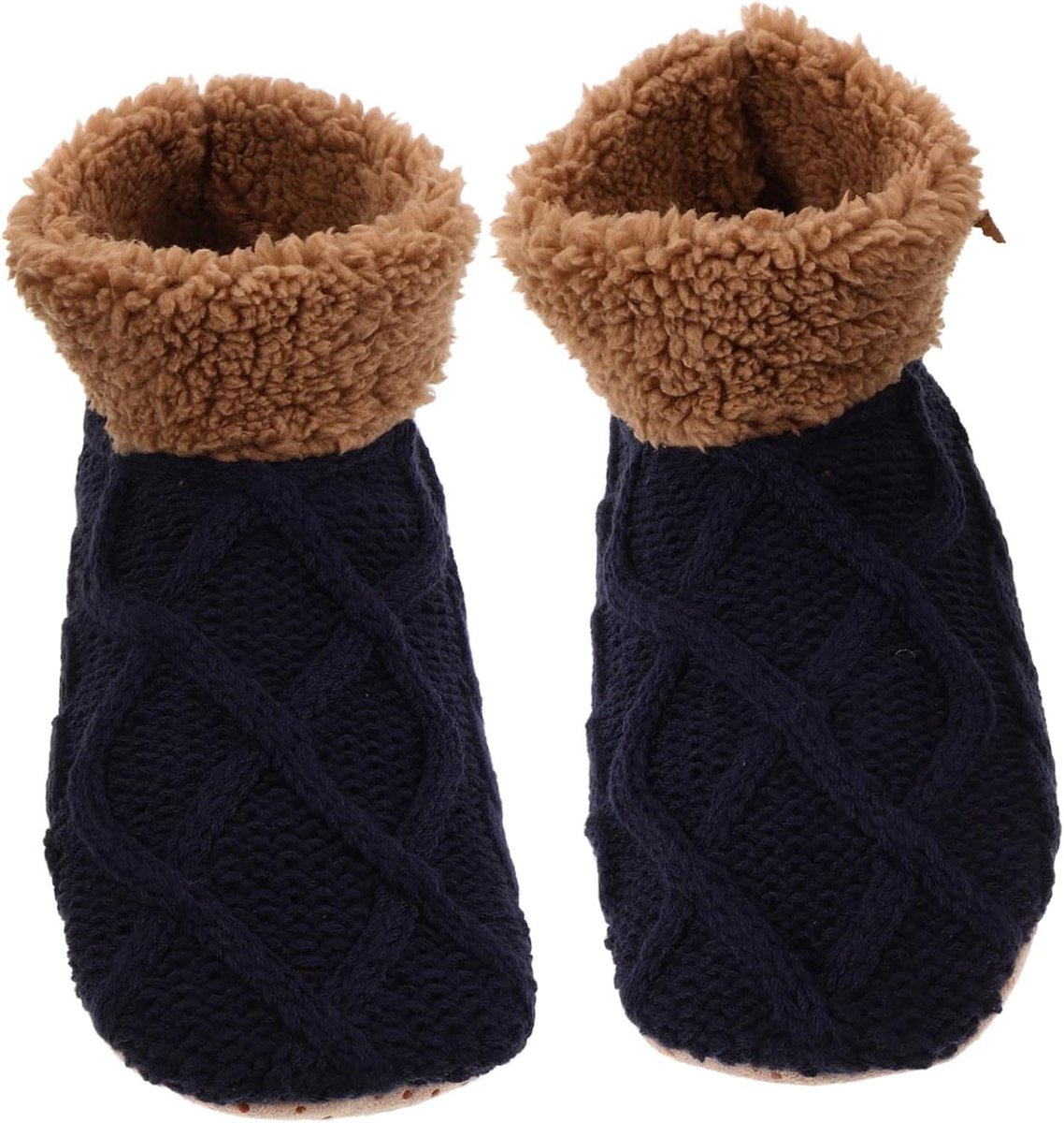 Slippersokken Dames - Huissokken Wintersokken - Warm Blijven - Antislipzolen - 26 x 9 cm - Donkerblauw