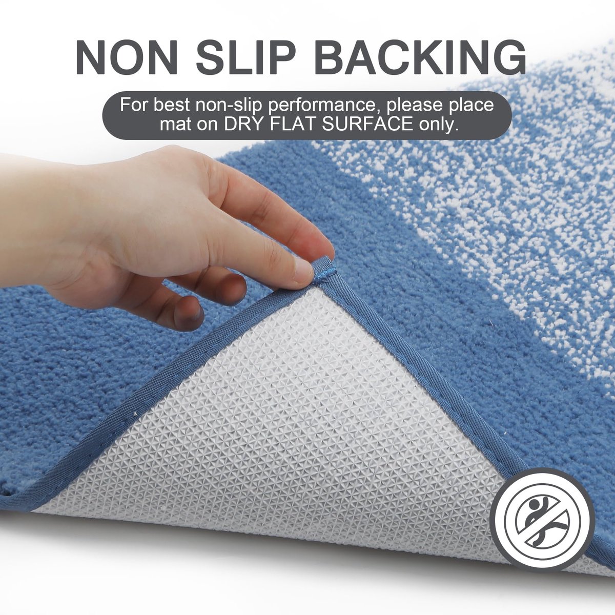 SnelShoppen - Enyhom Badmatset 2-delig Zacht Hoogfluweel Douchemat Badmat Toiletmat Antislip Vloerkleed Set Blauw 50 x 80 + 50 x 60 cm - Machinewasbaa
