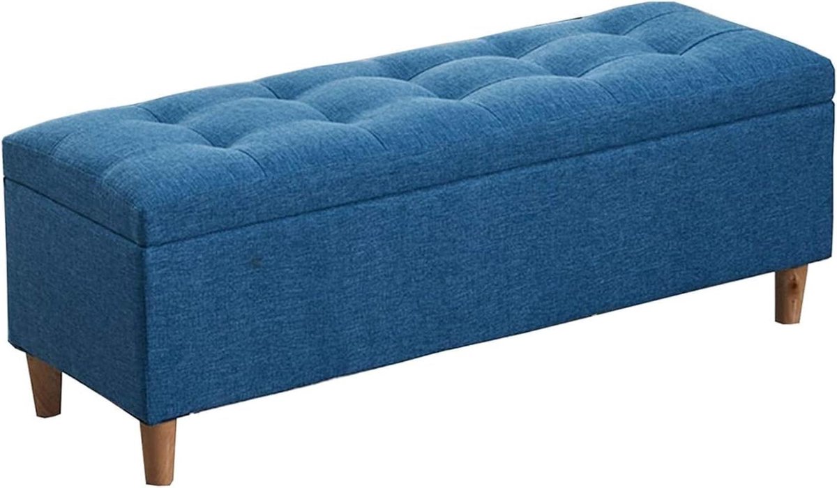 Opvouwbare Opbergpoef - Schoenenbank Kruk - Woonkamer Opbergen - Verborgen Deksel - 90cm - Blauw