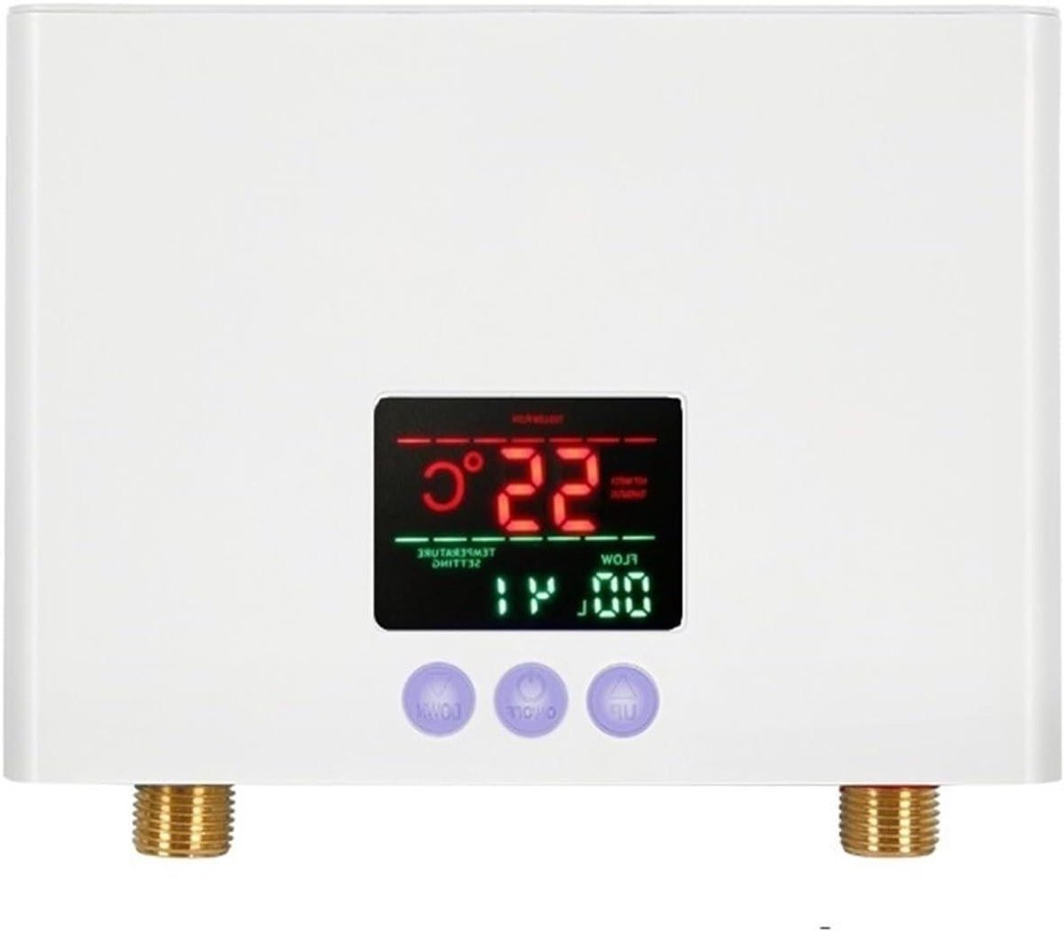 Doorstroomverwarmer - Elektrische Boiler - Snel Warm Water - LCD Temperatuurdisplay - 210x150x55mm - Wit