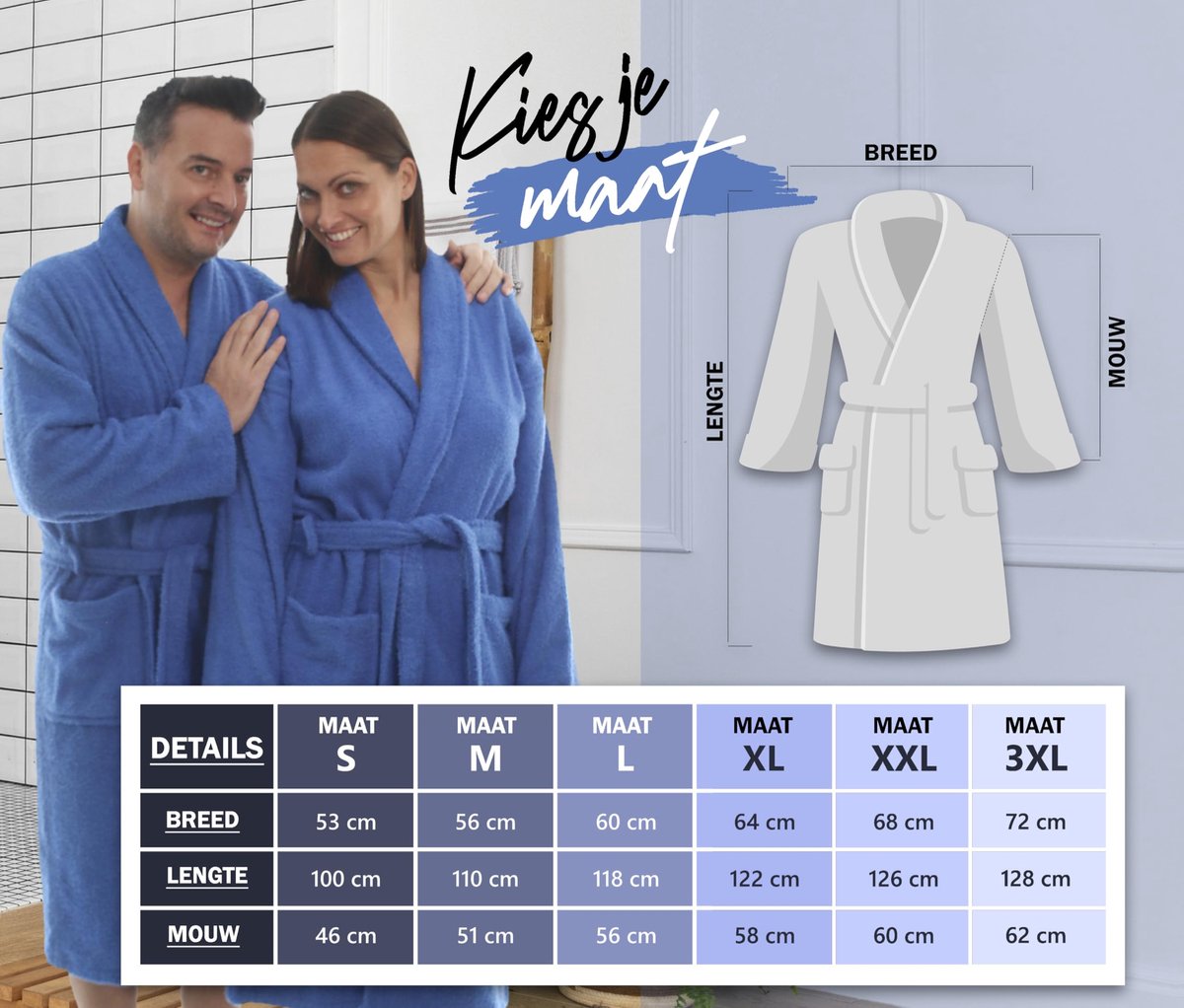 SnelShoppen - LEBENGOOD Badjas Dames 100% Katoen OEKO-TEX, Amerikaanse Badstof 450 gsm, Unisex, Maten S M L XL XXL 3XL, Paars, Perfect voor Douche, Zw