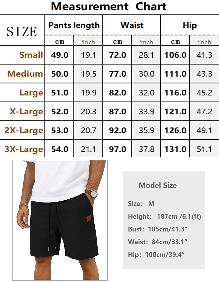 SnelShoppen - Katoenen Herenshorts met Elastische Taille, Trekkoord, Zakken, Korte Broek voor Zomer, Vrijetijdskleding, Zwart, Maat 3XL