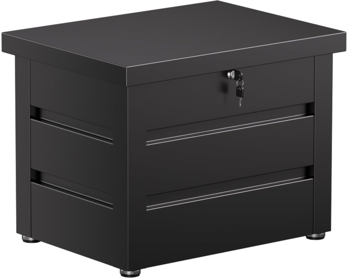 SnelShoppen - Tuinbox van Metaal 210L in Zwart | Waterdichte Kussenbox voor de Tuin | Outdoor Opbergbox 70x52x60cm | Ideaal voor Kussens en Tuinaccess