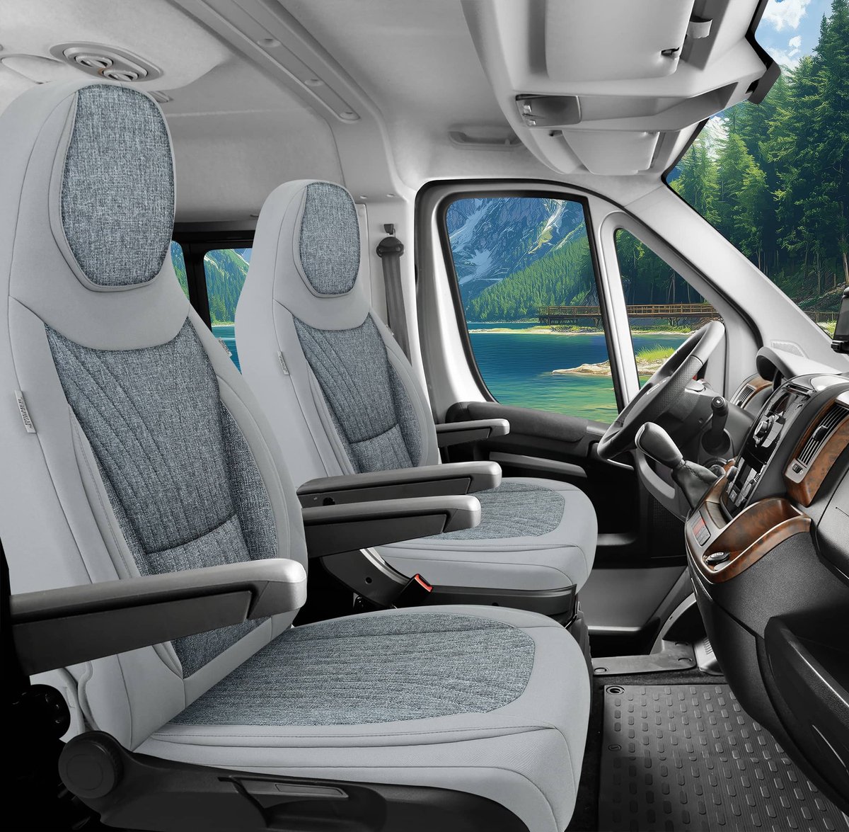 Premium Camper stoelhoezen voor Rapido C8 in Grau (2 losse stoelen)