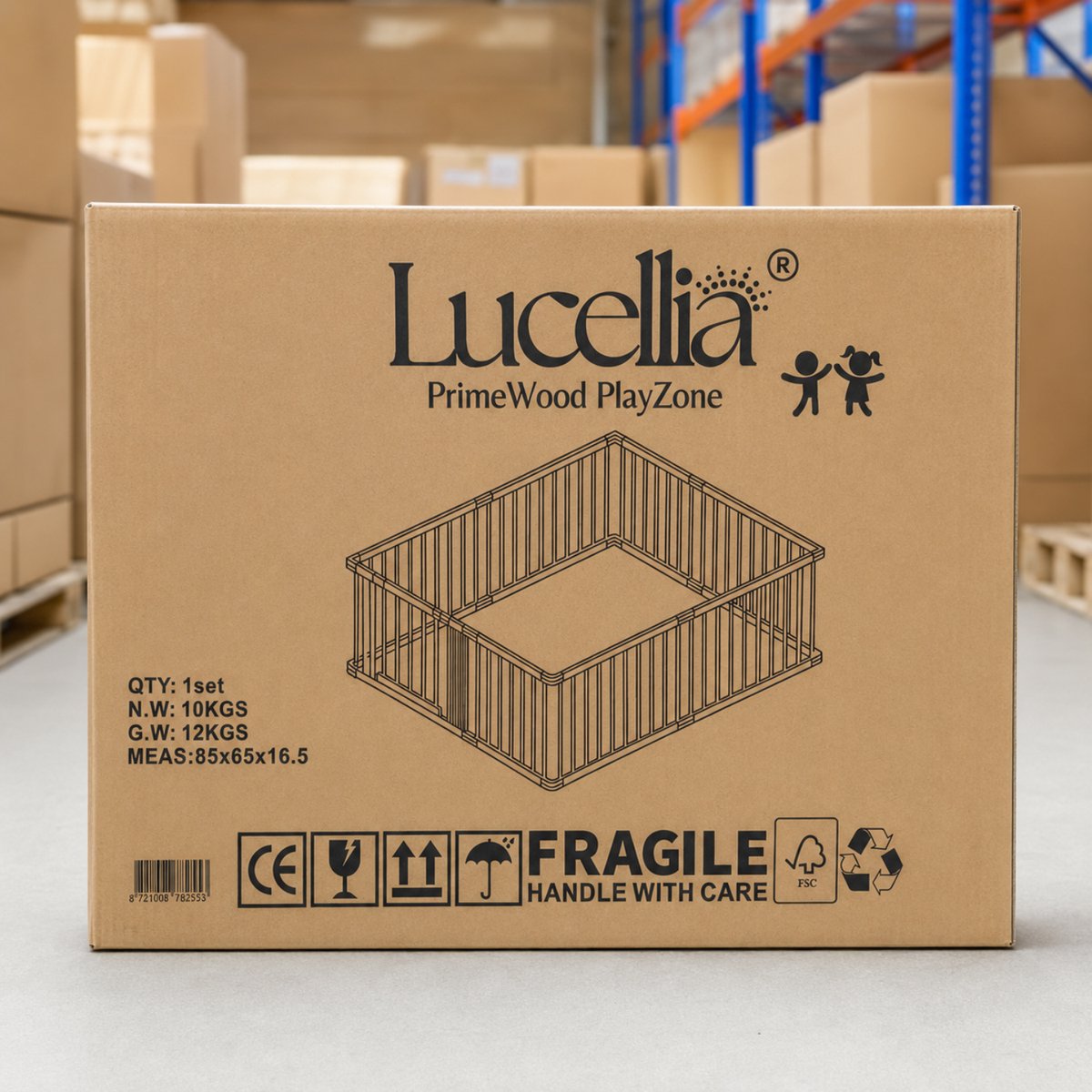 Lucellia® Houten Grondbox Baby XXL 180x200 cm – Vast Model Speelbox Hout – Kinderbox, Kruipbox, Playpen, Babypark & Baby Box – Prime Wood Beige – foto 8