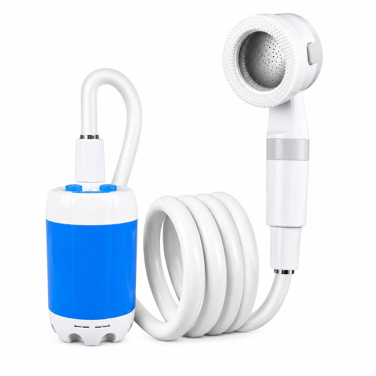 DPLUNIQ Buitendouche - Tuindouche - Camping douche - Douche - Oplaadbaar - 2 Standen - 4000 Mah - 2M slang - 3L/nin - Wit/Blauw