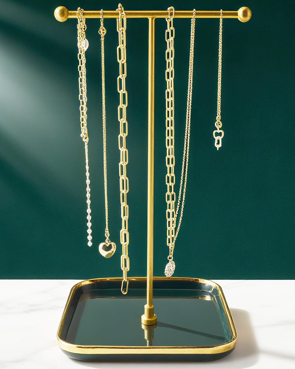 SnelShoppen - VROOMIUM Kettinghouder met Keramische Basis - 1 ft Hoogte Sieraden Organisator - Esthetische Hanger Display voor Kettingen, Armbanden, R