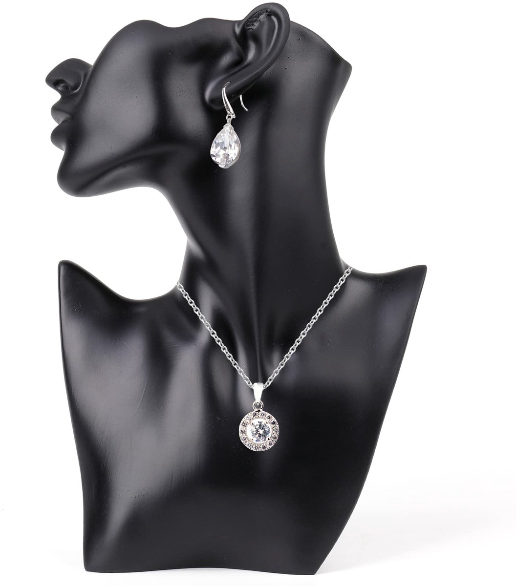 SnelShoppen - Sieraden Display Stand Mannequin Earring Stand - Zwarte Hars Hanger Organizer voor Kettingen, Oorbellen, Ringen - Boutique Buste Houder