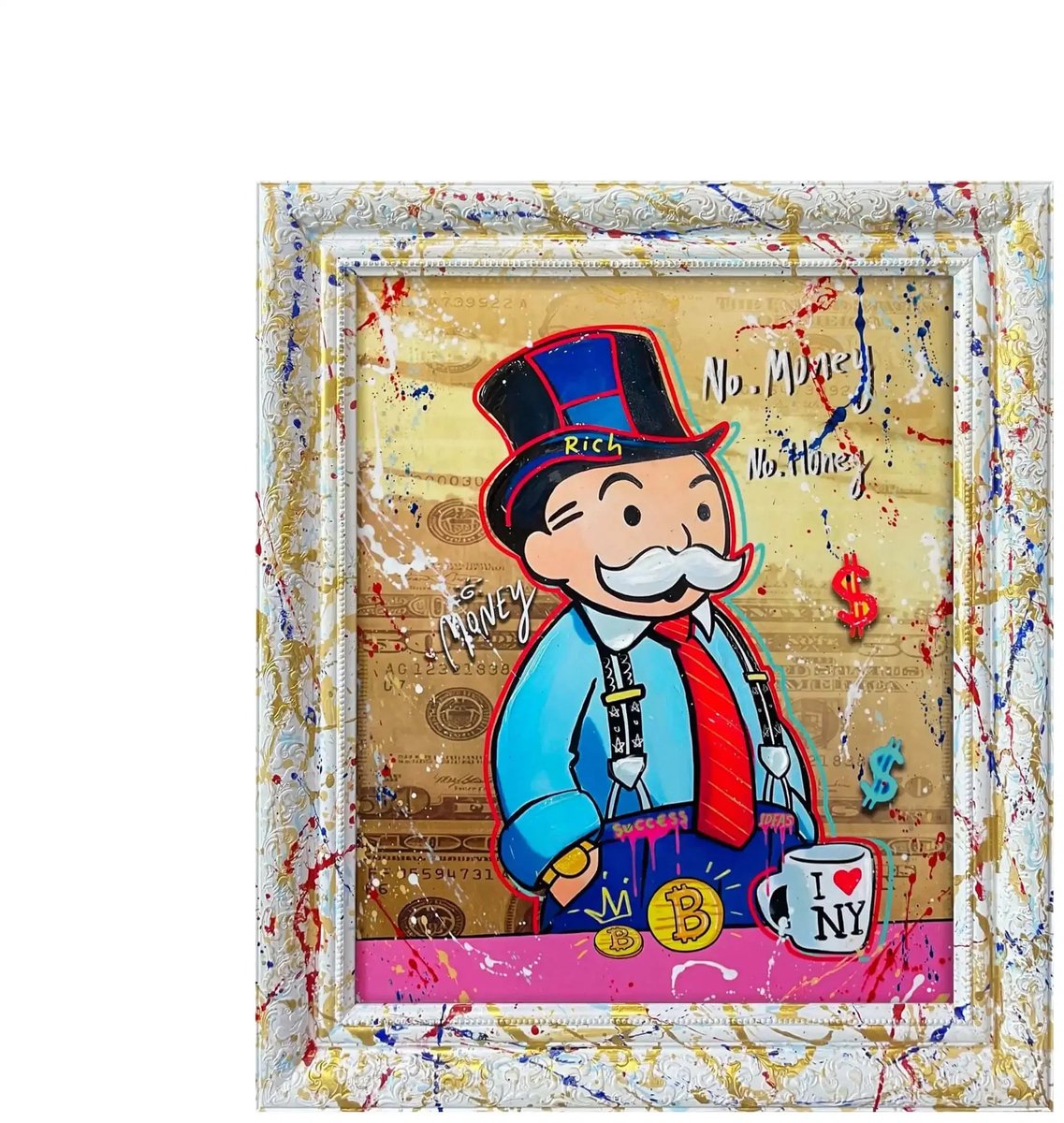 Mansion atmosphere Street Art Schilderij Zakenman Pop Art – Handgeschilderd Canvas 60x70 cm