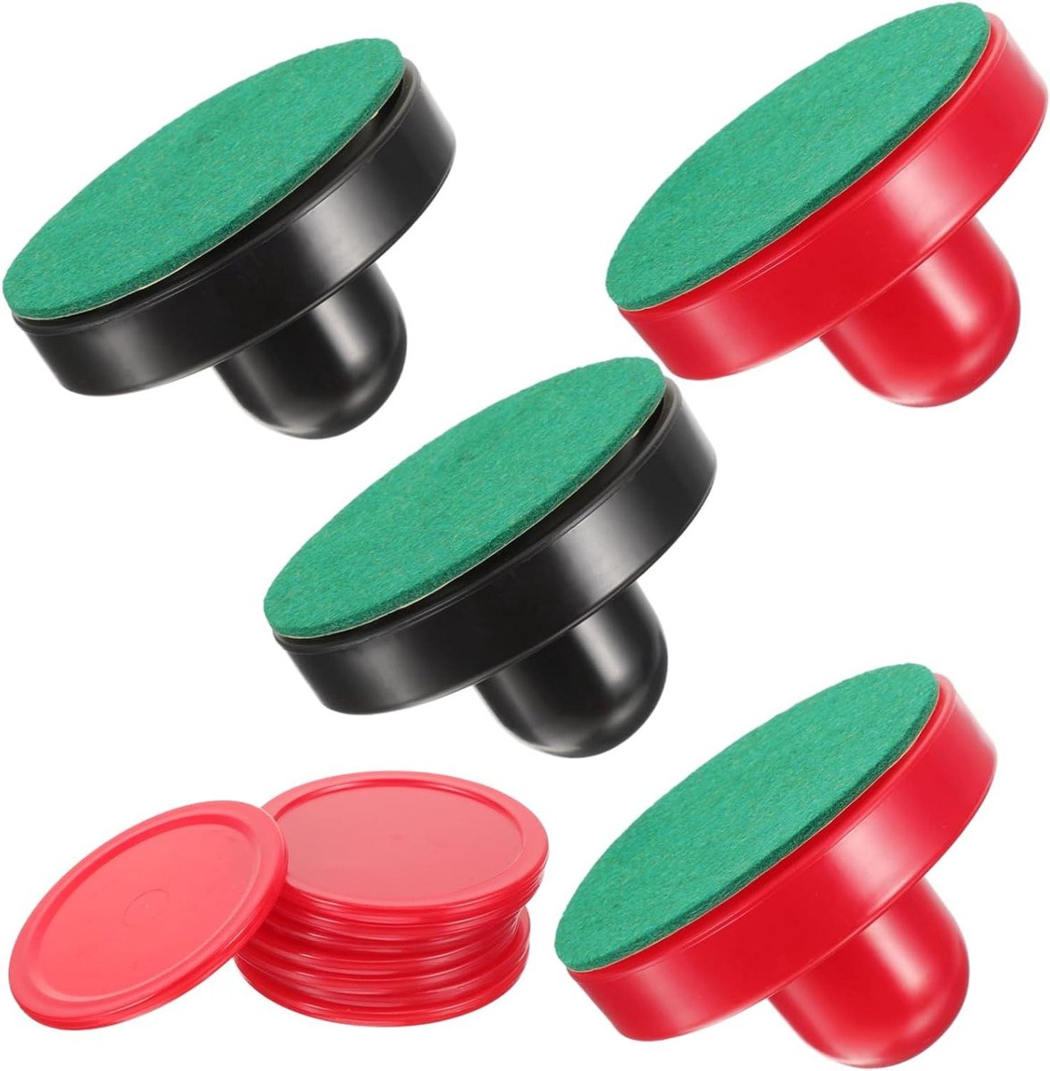 Air Hockey Accessoires - Pucks en Grepen - Spel Vervanging - Ergonomisch Ontwerp - 16 Delig - Diverse Kleuren