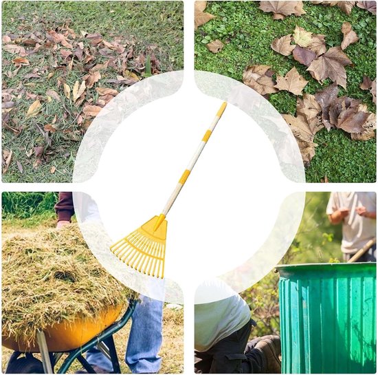 Waaier hark - Tuin hark - Gazon onderhoud - 14 Tanden - 86 cm - Geel — afbeelding 2