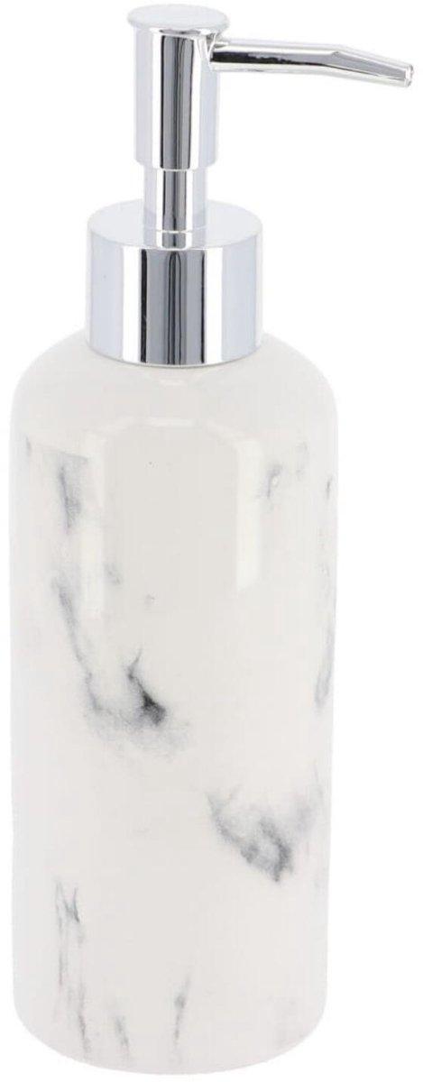 Tendance zeeppompje Vienna - 260ml - wit marmer - dolomiet - H20 x D6 cm - zeepdispenser