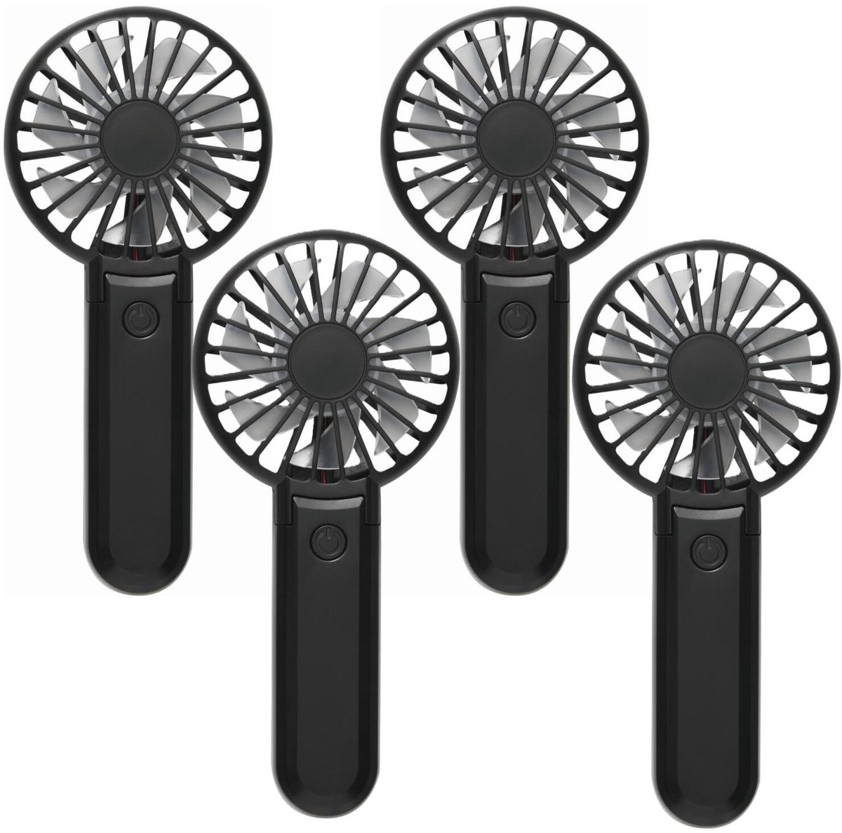 Trendoz Typhoon Mini handventilator - 4x - zwart - 8 x 17 cm - verkoeling in zomer - 3 snelheden - USB en met c-laadkabel