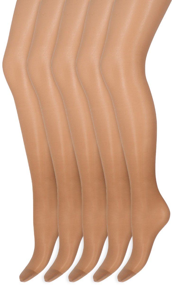 Zijdeglans Panty | Transparant Van Teen Tot Taille | 15 Denier | Merk: Marianne | Maat: S T/M Xxxl | Kleur: Dore | 5 Paar