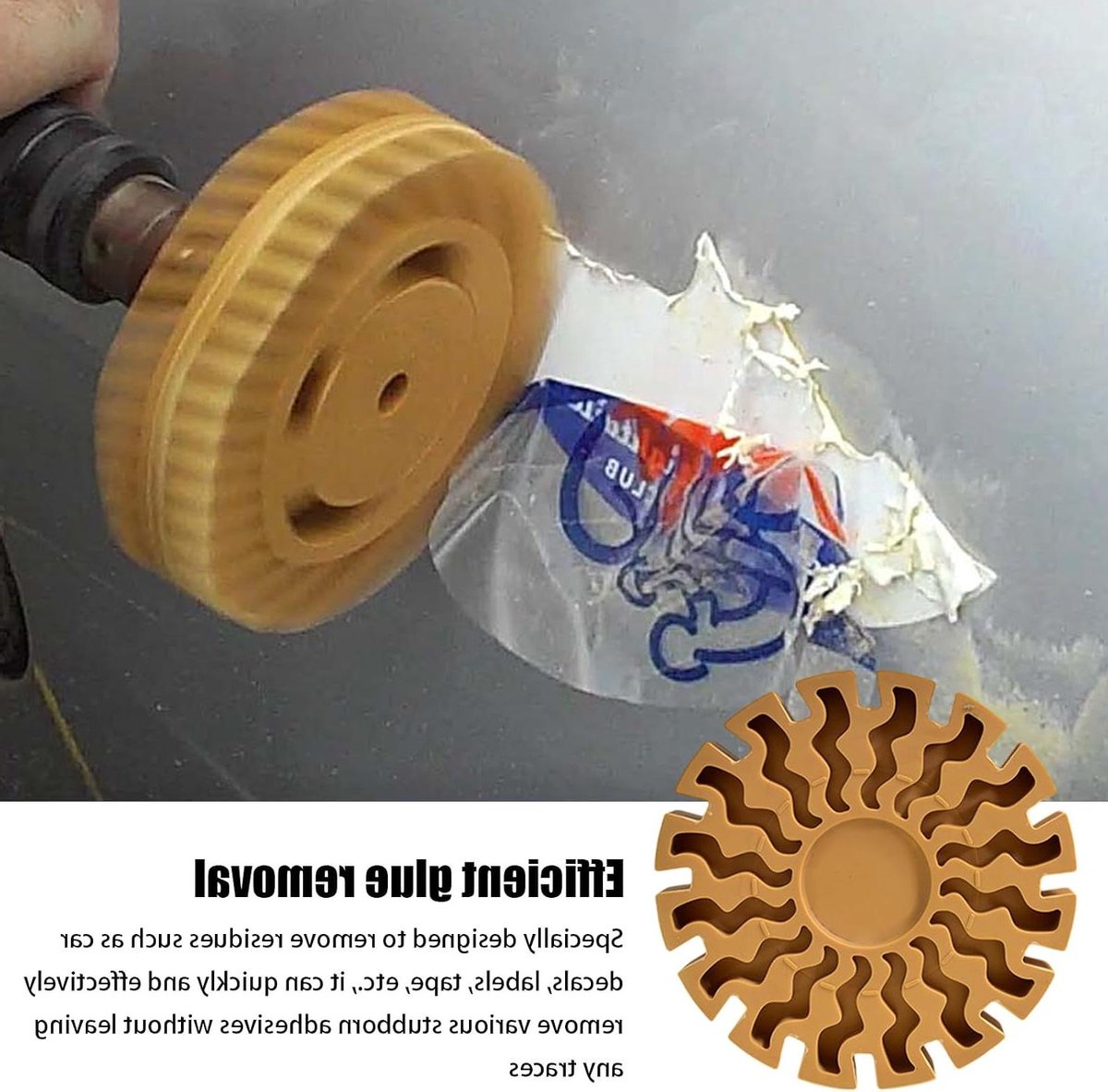 Plakverwijderaar Wiel - Sticker Gum - Efficiënt Reinigen - Slijtvast Rubber - 100 mm Diameter - Grijs