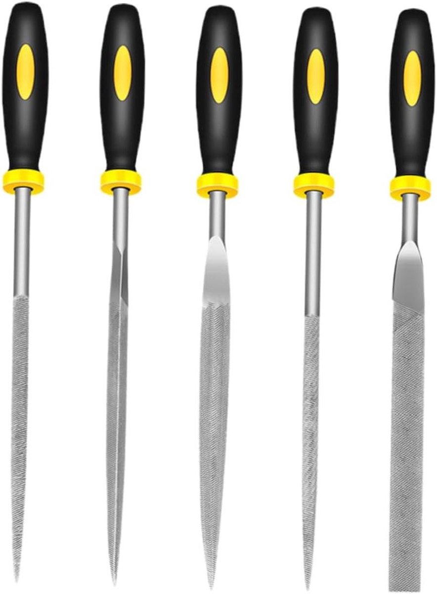 Precisie Gereedschap Pak - Vijlenset Metaal - Houtbewerking Polijsten - 5 Stuks Set - 18 cm Lengte - Chroom