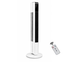 Livista Torenventilator - 90° Oscillatie - Afstandsbediening - 24-uurs Timer - Touchbediening - 3 Snelheden - 45 dB - Vortex-luchtstroom - Wit