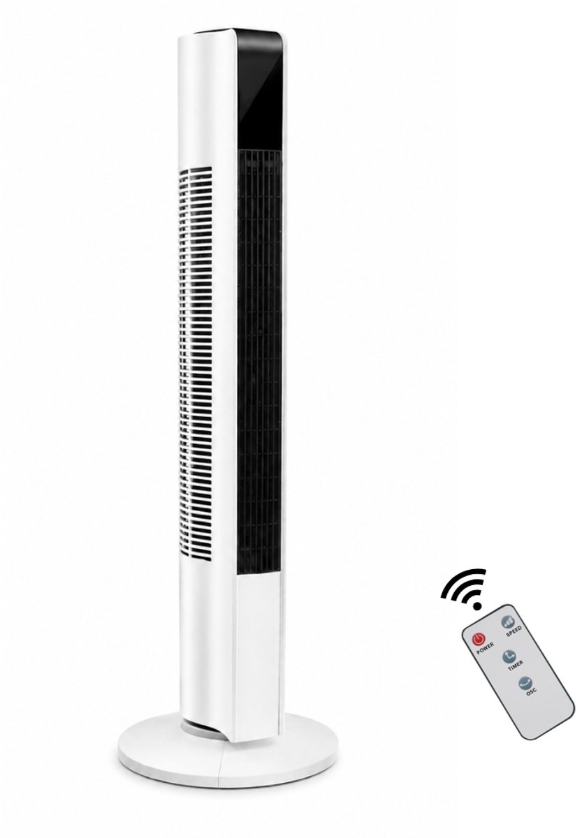 Livista Torenventilator - 90° Oscillatie - Afstandsbediening - 24-uurs Timer - Touchbediening - 3 Snelheden - 45 dB - Vortex-luchtstroom - Wit