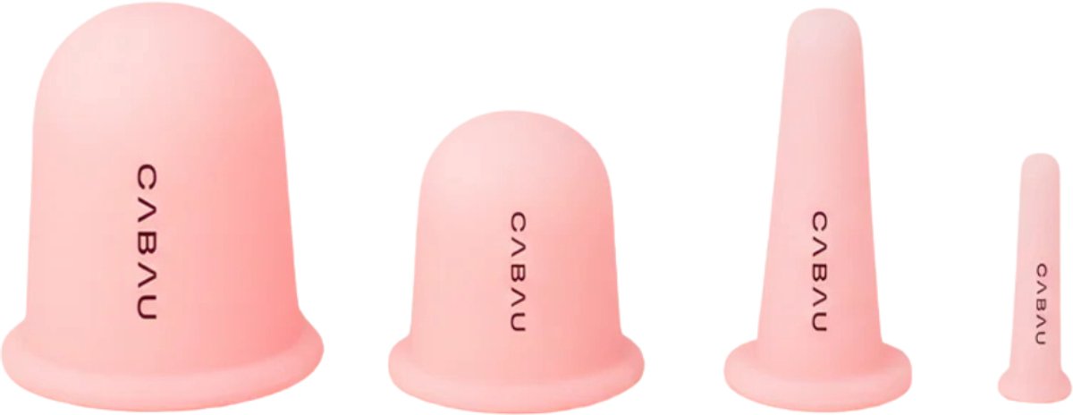 Cabau – Cellulite Cups – Vacuüm Massage Set met 4 Maten – Voor Benen, Billen & Gezicht – Verstevigend Zelfzorgritueel voor Gladdere Huid – Vermindert Cellulite - Inclusief Opgbergzakje