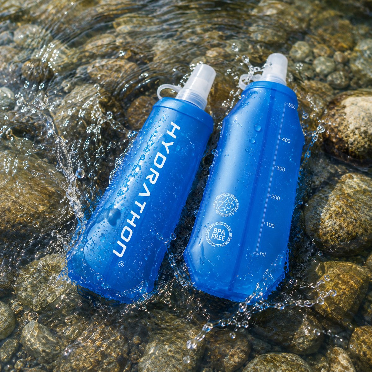 Hydrathon Soft Flask - Set van 2 (2x250ml) - Opvouwbare Waterfles - Drinkfles Hardlopen - Opvouwbare Drinkfles - Trail - Hiking — cadeau in Sport & Outdoor - foto 8