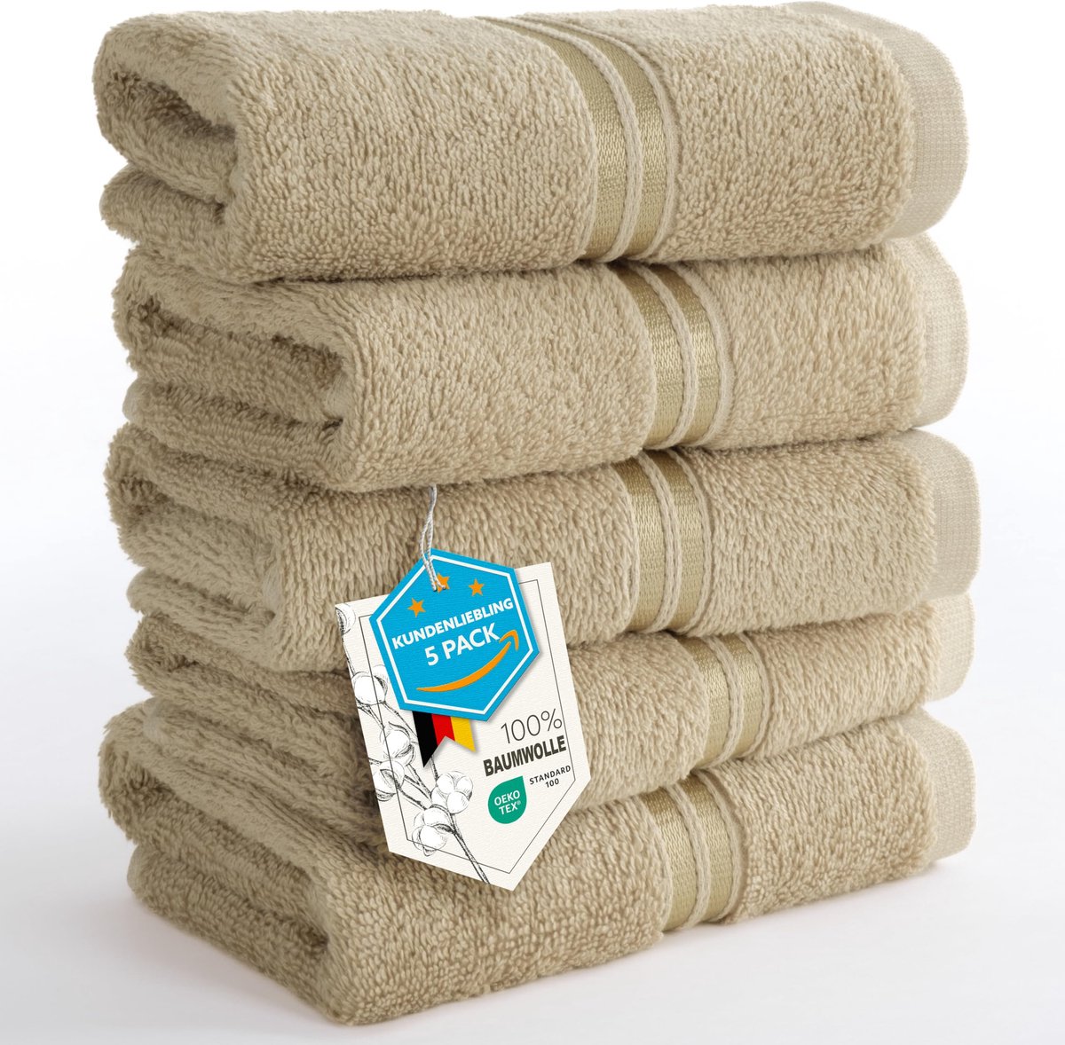 SnelShoppen - Hammetex Gastendoekjes 5-delige Set 30x50 cm – Zacht 100% Katoen Badstof – O