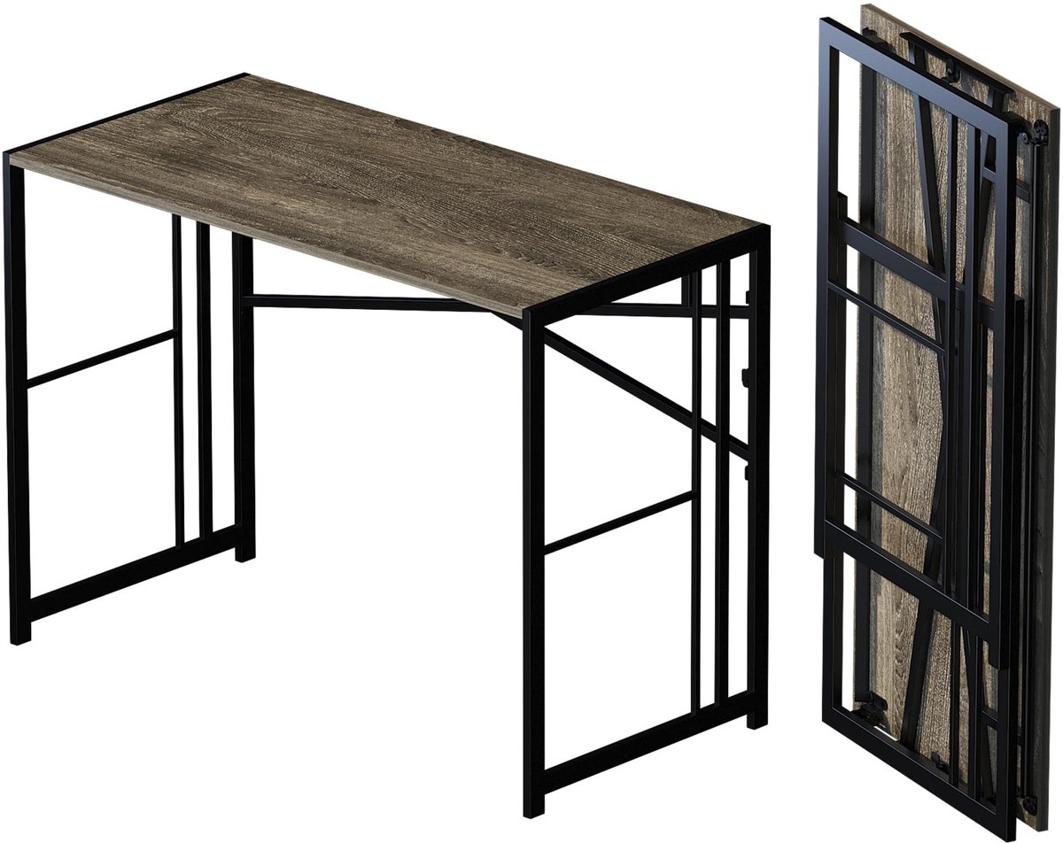 SnelShoppen - Inklapbaar Bureau 40 inch (102 cm) - Zwart Eiken - Schrijftafel, Gaming- en Computertafel, Campingbureau, Thuiskantoor, Geen Montage Nod