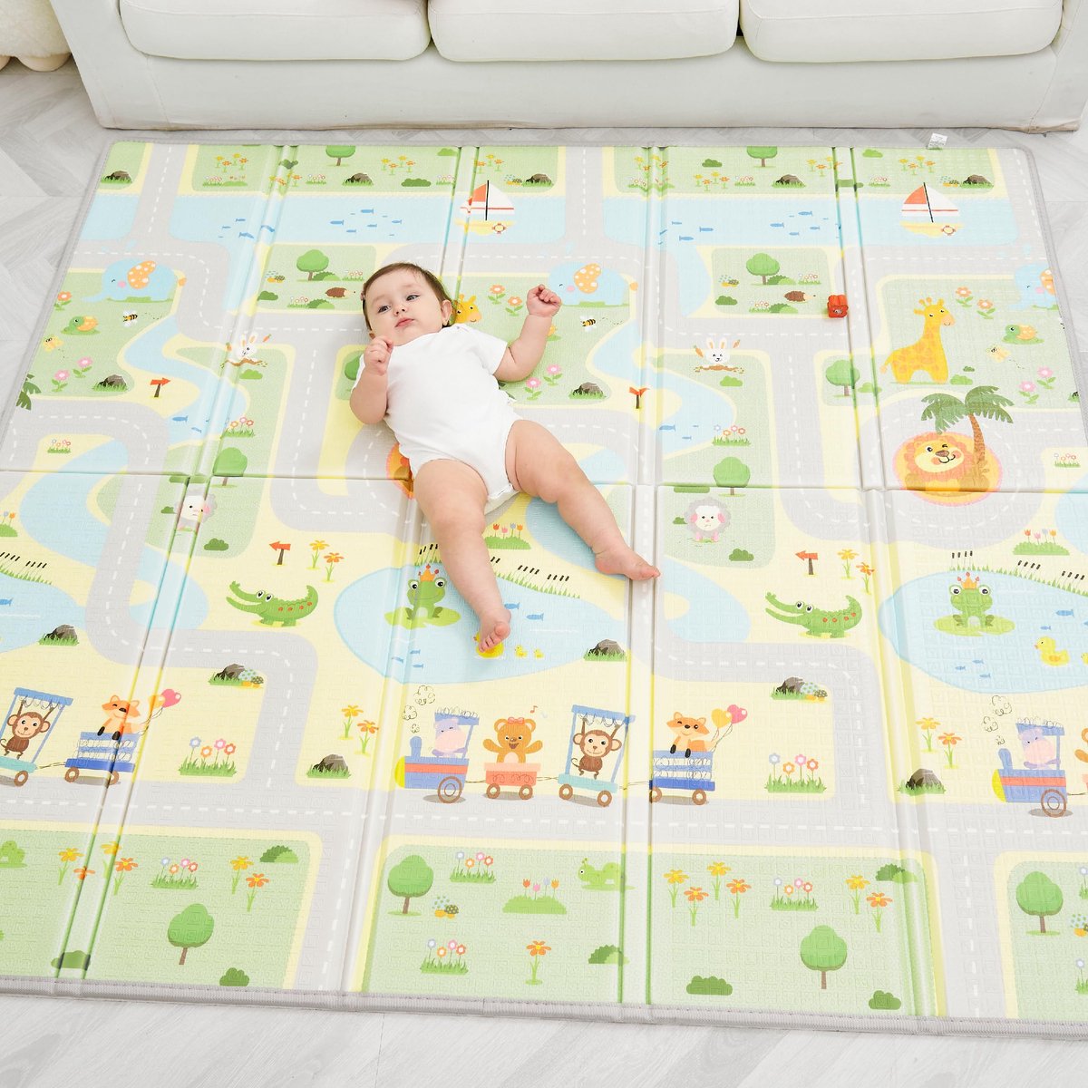 SnelShoppen - Gewatteerde Opvouwbare Mat 150 x 180 cm - Waterdicht, Omkeerbaar, Perfect voor Sportschool, Baby Speeldeken, Tuin, Camping, Feest