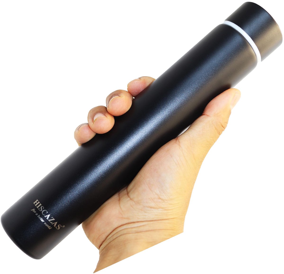 SnelShoppen - Thermosfles Roestvrij Staal Drinkfles Super Slank 260ml - Zwarte RVS Isolatiefles - Ideaal voor Camping, Sport, Kantoor en Thuis - 25,5