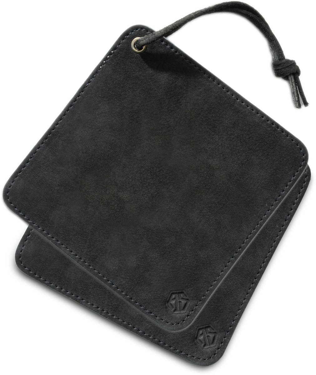 SnelShoppen - Pannenlappen van Buffelleer, Handgemaakte Hittebestendige Lederen Ovenhouders, Onderzetters, Luxe Keukenaccessoires, 2 Stuks, Bruin, Voo