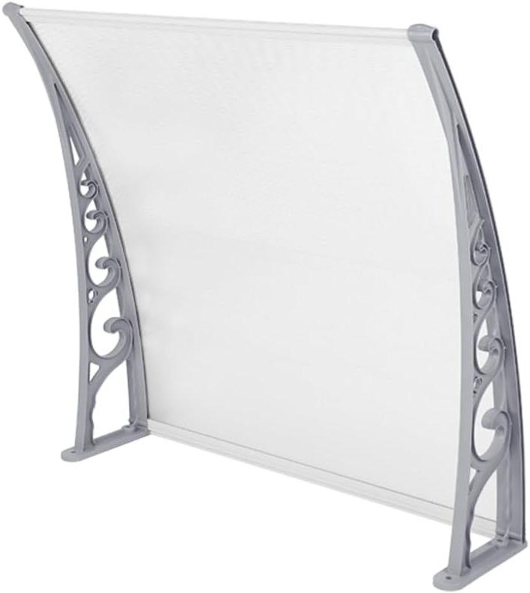 Voordeur Luifel - Buiten Schaduw - Bescherming tegen weer - Polycarbonaat dak - 100 x 100 cm - Grijs en wit