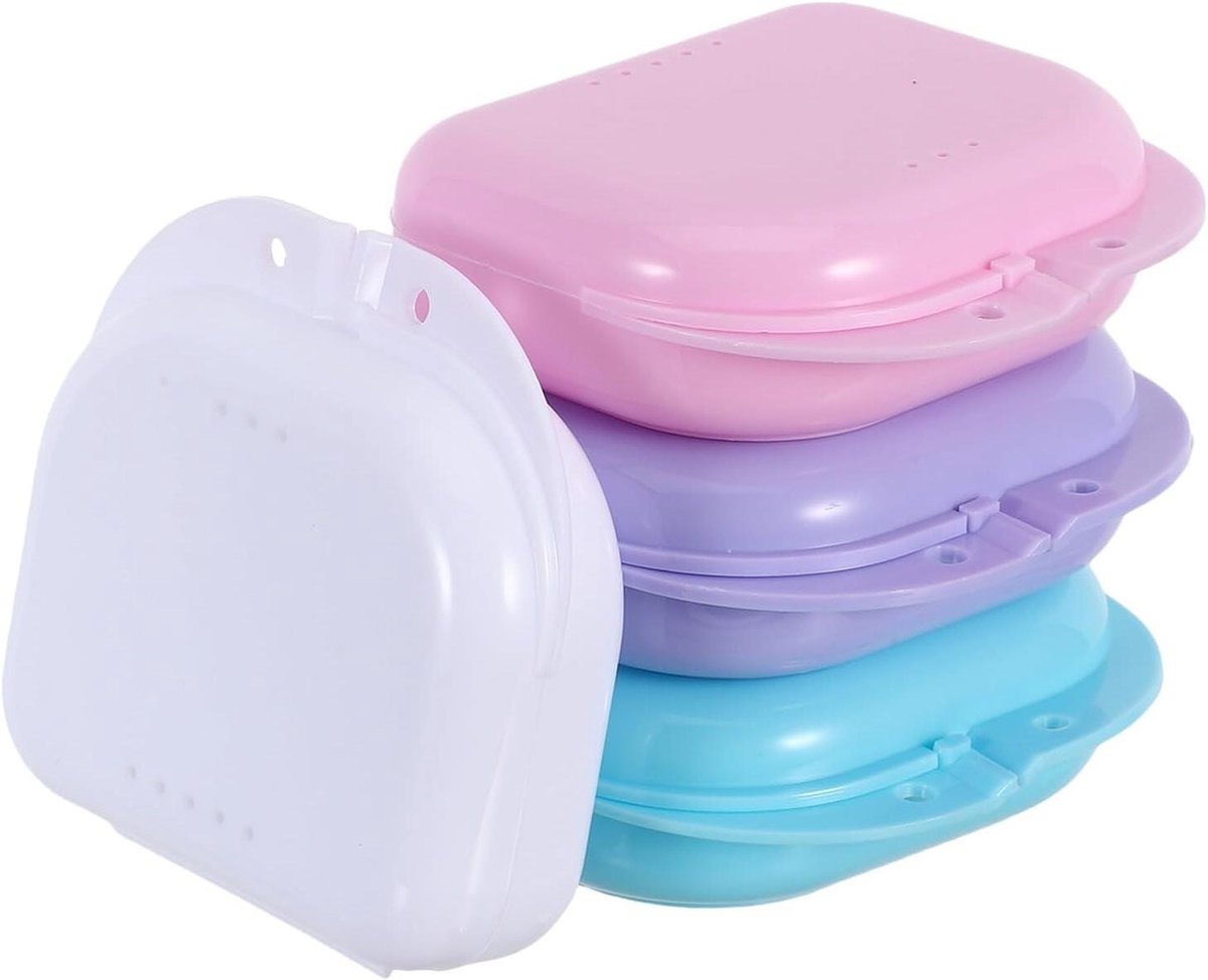 Retainer Opbergdozen - Mondbeschermer Koffer - Kunstgebit Opbergen - Ventilerende Gaatjes - 4 Stuks - Diverse kleuren