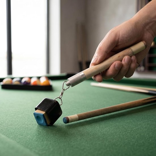 Poolkeu Krijthouder - Biljartkrijt Houder - Biljart Spelen - 2-in-1 Gereedschap - 19 x 3 x 3 cm - Houtkleur — afbeelding 3