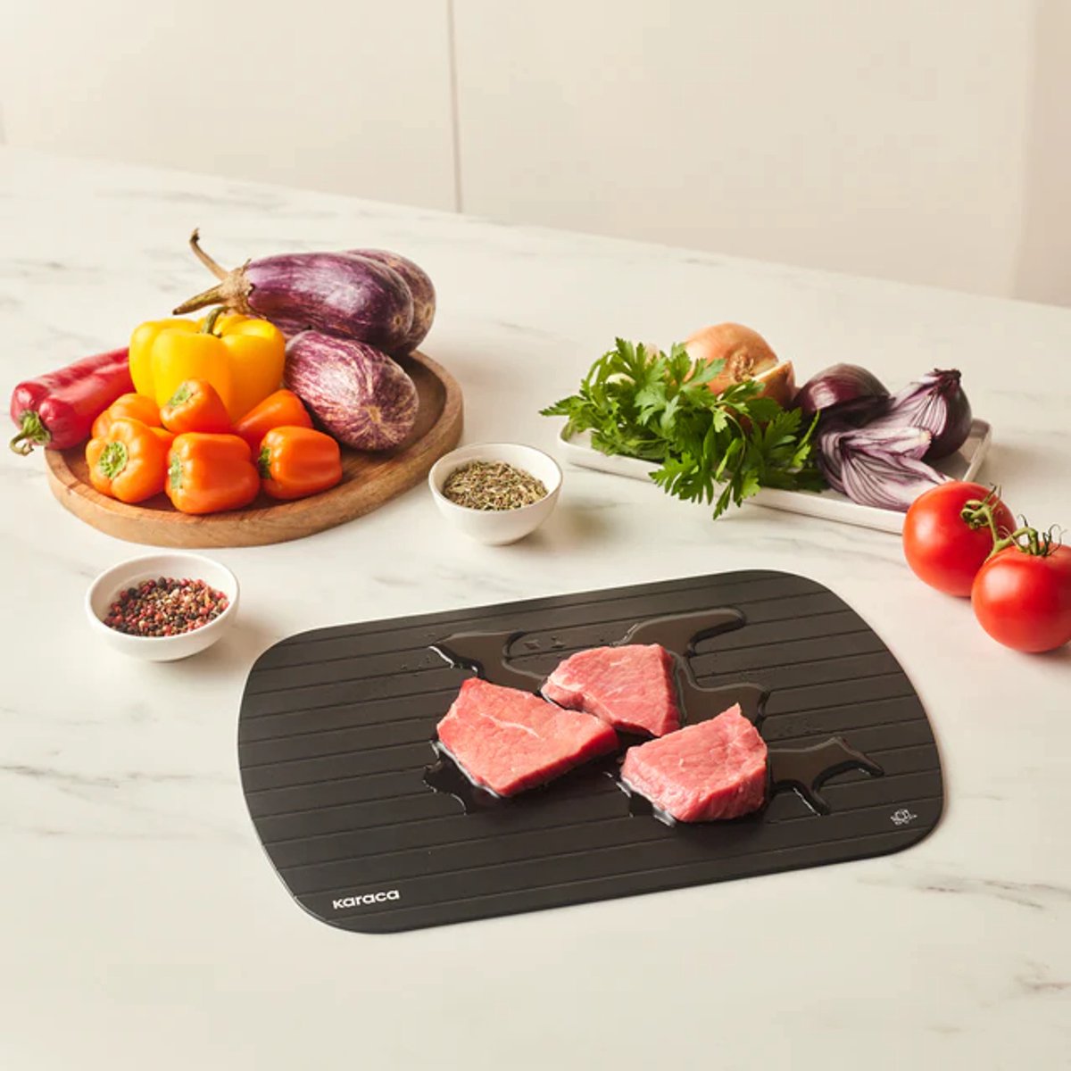 Karaca - Ontdooiplank – Ontdooibord snijplank voor Bevroren Voeding – Graniet Gecoat Aluminium – Vaatwasserbestendig - 35x24.5 cm