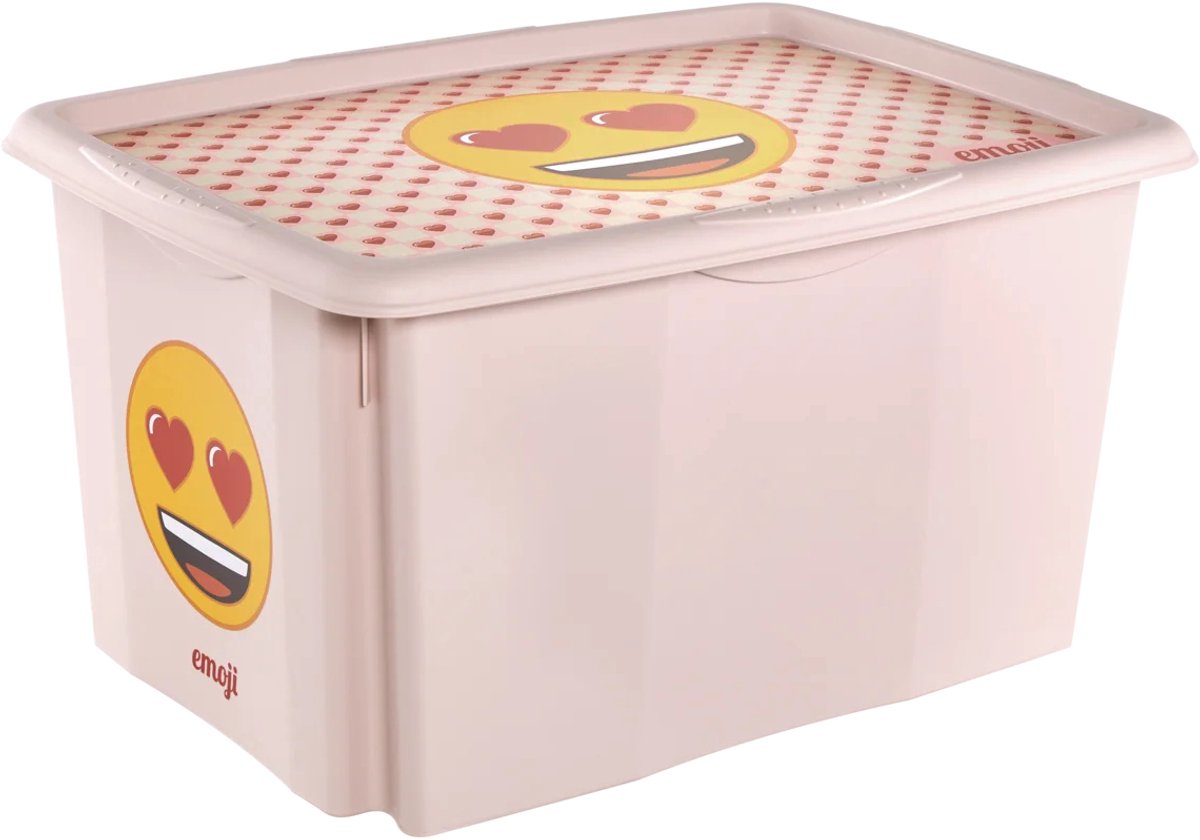 keeeper opbergbox Karolina Emoji Hearts, 45 liter, roze, 400x555x300 mm
