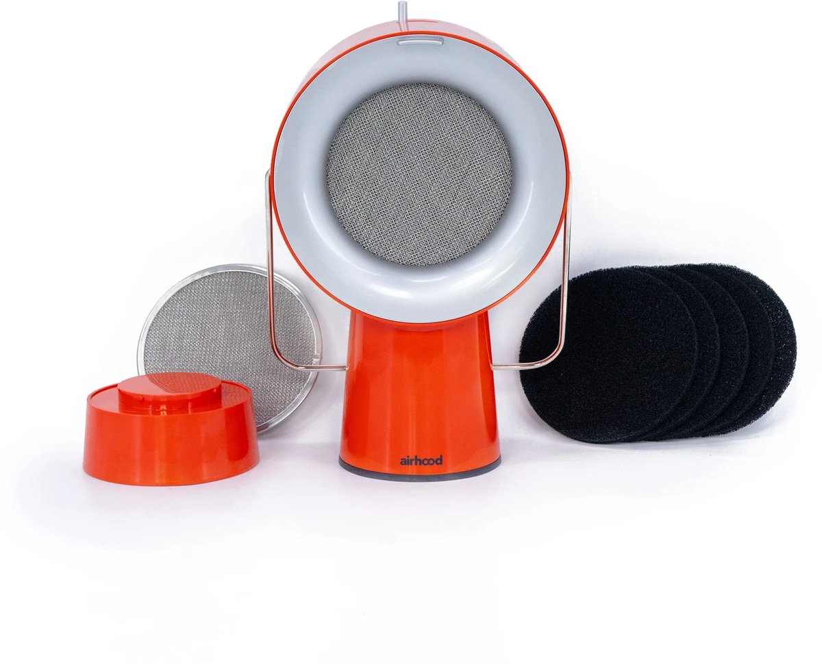 AirHood® Original | 's werelds eerste mobiele afzuigkap | Cadmium Orange | Wired | Afzuigkap Draagbaar | Mini Afzuigkap | ALL IN SET