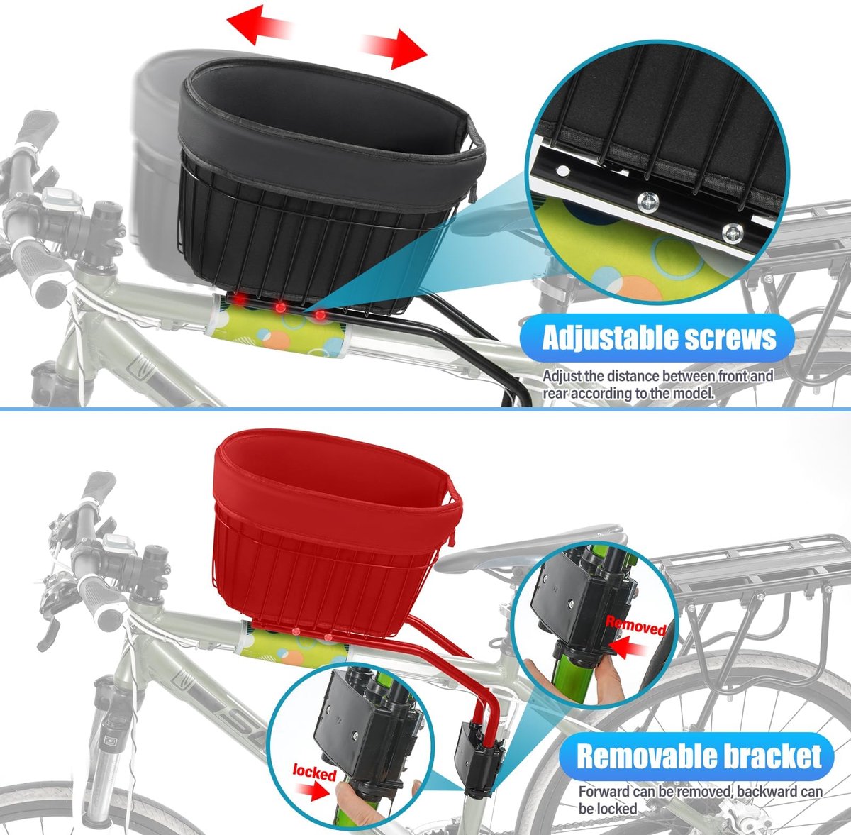 SnelShoppen - Hondenfietsmand voor kleine honden en katten - Draagbare fietsmand met veiligheidsgordel - Geschikt voor mountainbikes en boodschappen -