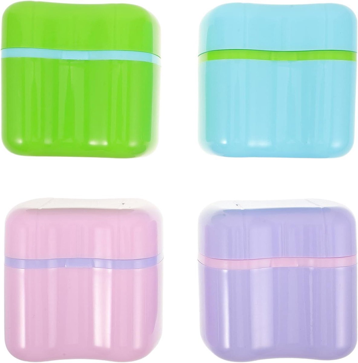 Denture Bath Set - Kunstgebit Bakje - Reiniging en Opslag - Lekvrije Afsluiting - 8 x 7.3 x 7.3 cm