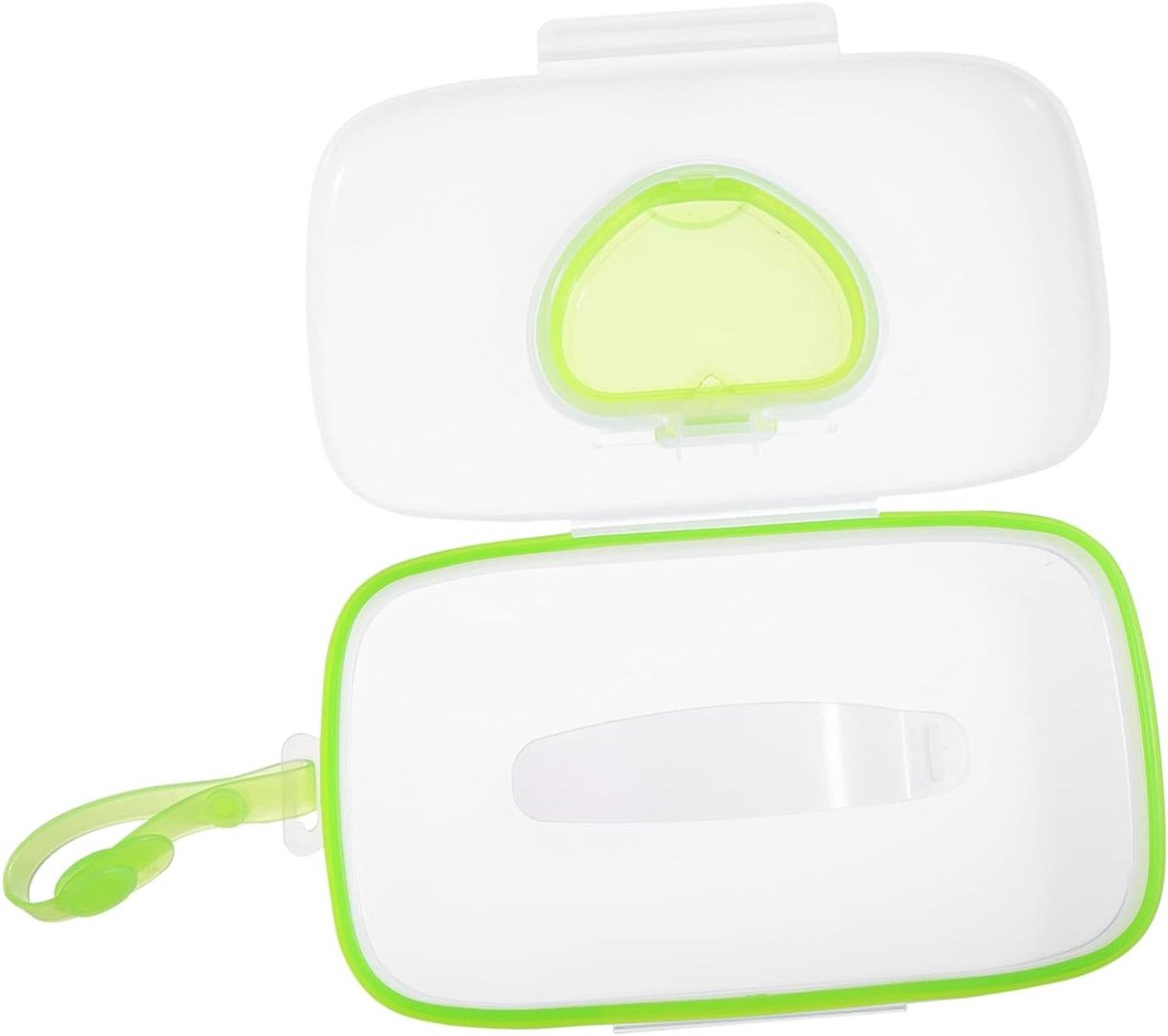 Draagbare Doekjes Box - Babydoekjes Houder - Onderweg Hygiënisch - Met Draagkoord - 22 x 135 x 3 cm - Groen