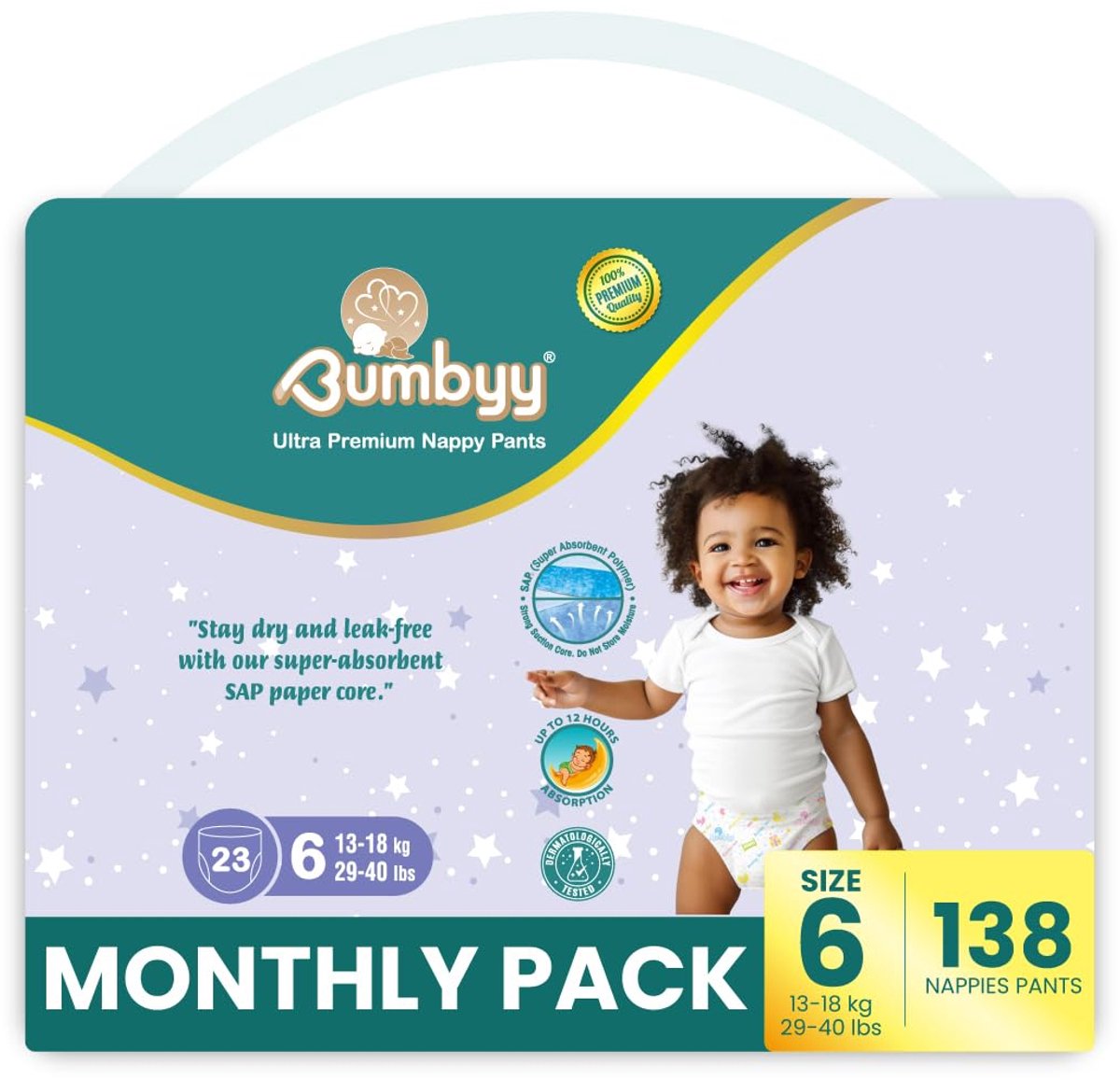 SnelShoppen - Premium Luierbroek Maat 6 (13-18 kg) - 138 Stuks Ultra-Absorberend Spaarpakket - Chemisch Vrij & Dermatologisch Getest - Zachte Pull-Ups