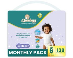 SnelShoppen - Premium Luierbroek Maat 6 (13-18 kg) - 138 Stuks Ultra-Absorberend Spaarpakket - Chemisch Vrij & Dermatologisch Getest - Zachte Pull-Ups
