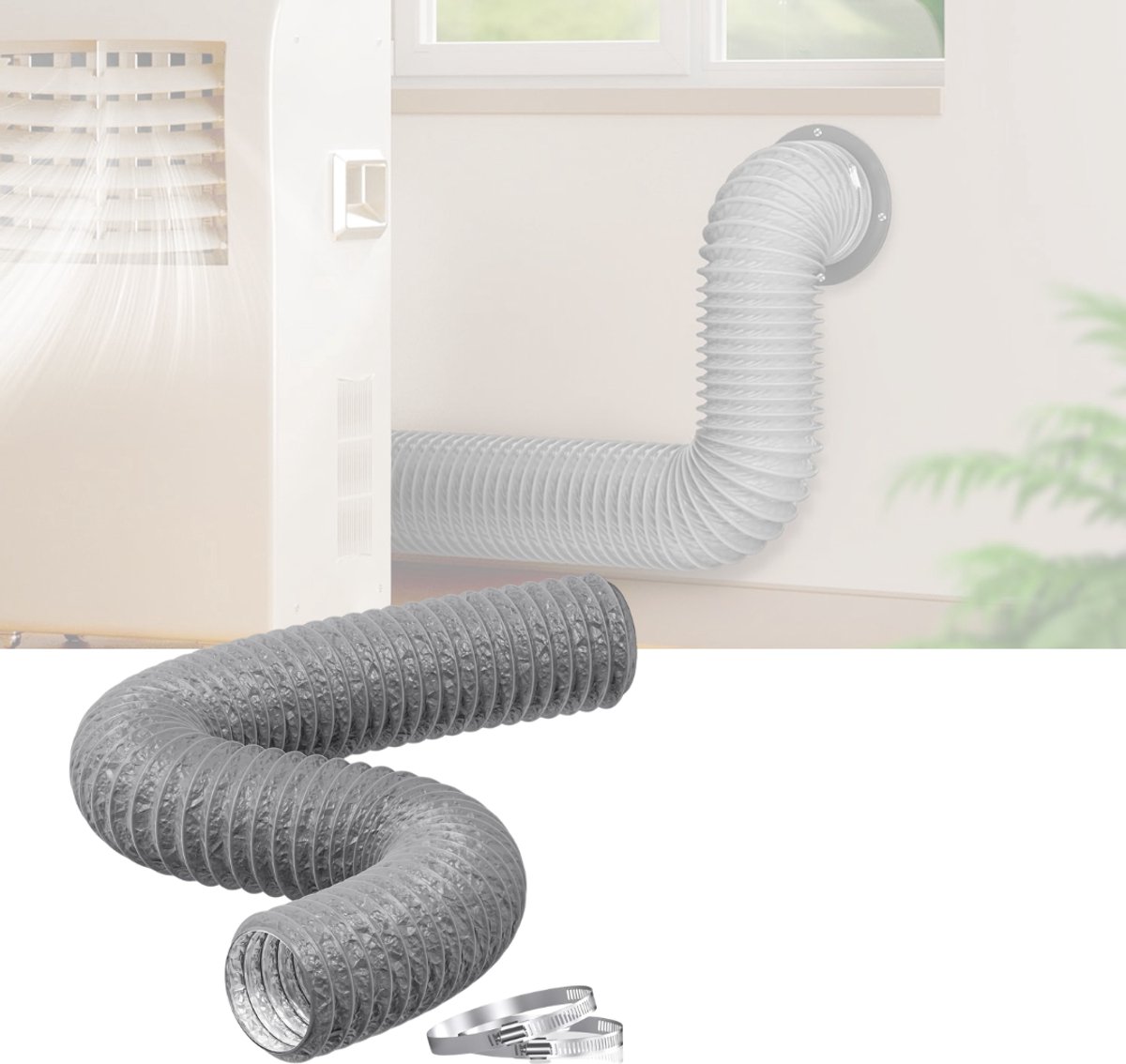 ApexArte® Afvoerslang PVC Aluminium - Ventilatieslang Flexibel - Lucht Afvoeren - Grijs